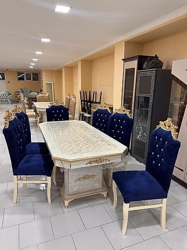 stular: Klassik üslubda yemək dəsti - Tərkibi: 1 ədəd uzun düzbucaqlı masa + — 1