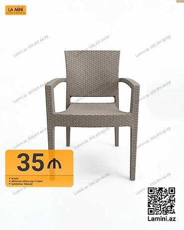 Rattan fakturalı plastik kreslo - Material: dayanıqlı plastik (rattan