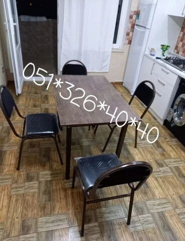 Masa və oturacaq dəstləri: Qonaq otağı üçün, Yeni, Açılan, Dördbucaq masa, 4 stul — 15