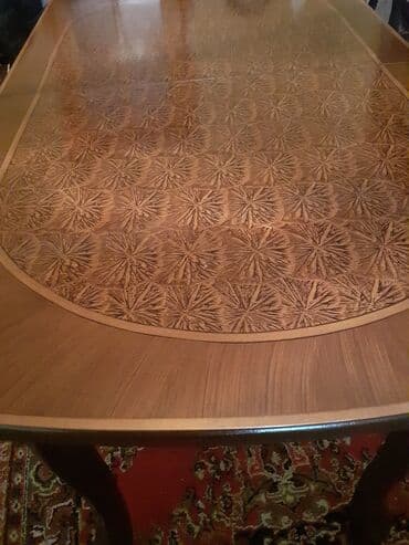 Qonaq masası, İşlənmiş, Açılan, Taxta, Oval masa