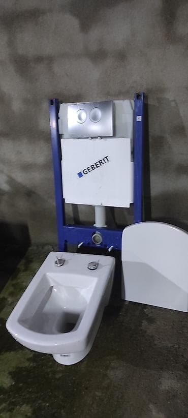 divar ici unitaz: Geberit asma unitaz sistemi + keramika unitaz dəsti komplekt satılır — 3