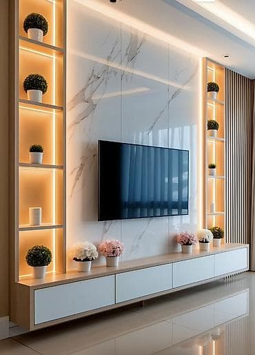 ev əşya: Прямой ТВ стенд, С полками — 9