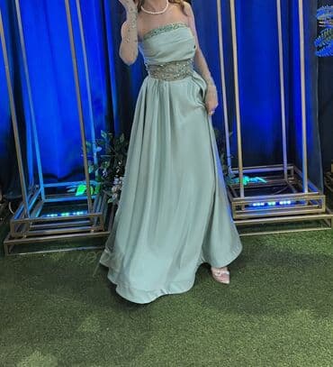 Zərif ziyafət/libas – açıq firuzəyi rəngdə uzun don - Üst hissə