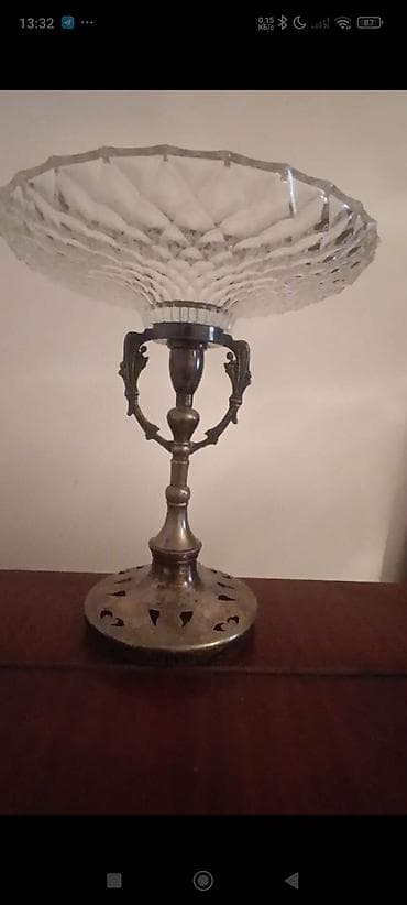 Tort və şiriniyyat qabı, rəng - Qızılı, Şüşə