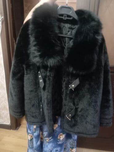 шуба мутоновая натуральная: Шуба, XL, цвет - Черный — 1