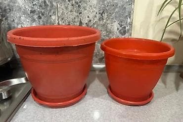 мох: Qırmızı plastik gül dibçəkləri – 2 ədəd dəst - Material: yüngül və — 1