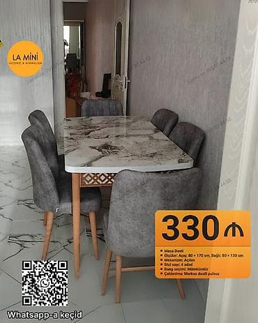 Açılan, Dördbucaq masa, 4 stul