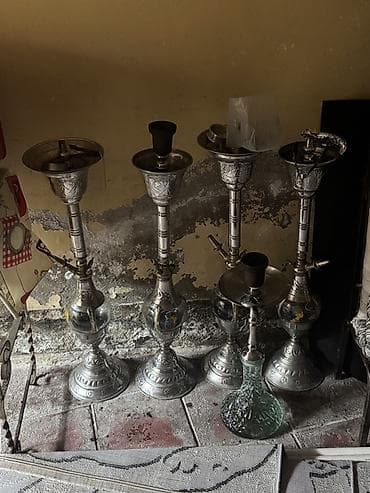 bas: Qalay işləməli nərgilər dəsti - Material: əsasən cilalı metal gövdə — 1
