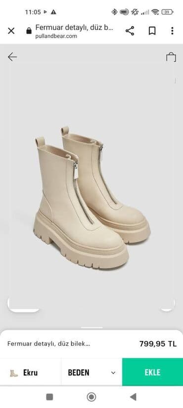 qiz ucun botlar: Pull&Bear, Ölçü: 40, rəng - Ağ, İşlənmiş — 3