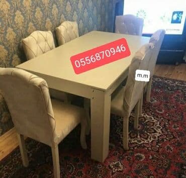 ders masaları: Qonaq otağı üçün, Yeni, Açılmayan, Dördbucaq masa, 6 stul — 4