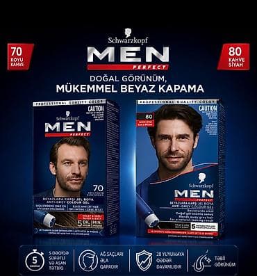 kis: 💈 Schwarzkopf MEN Perfect Saç Boyası Ağ saçlardan təbii görünüşlə — 1