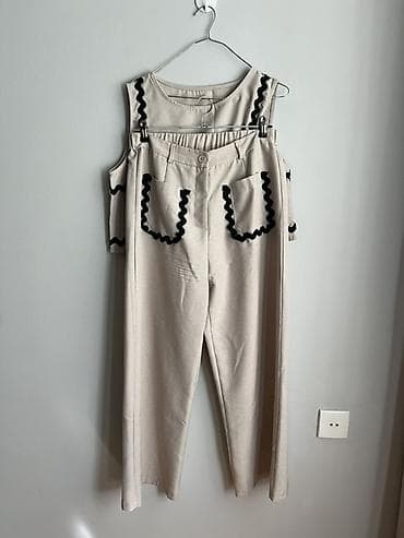 beli: Bej rəngdə iki hissəli qadın dəsti - Komplekt: qolsuz qısa top + — 1