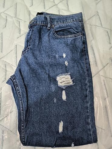 rn 98339 ca 34767 prada: Mavi “Denim” cins şalvar - Klassik mavi rəng, orta yuyulma effekti - — 1