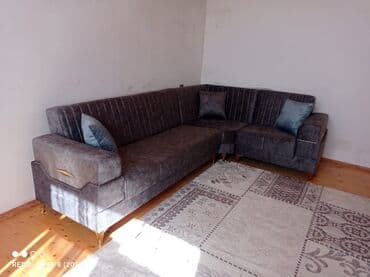 Sifarişlə taburetkalar: Künc divan, Qonaq otağı üçün, Vеlur parça, Bazalı, Açılmayan — 2