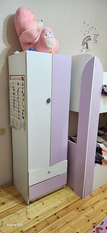 shkaf mebel: Oğlan və qız üçün, 2 təknəfərlik çarpayı, Dolab — 2