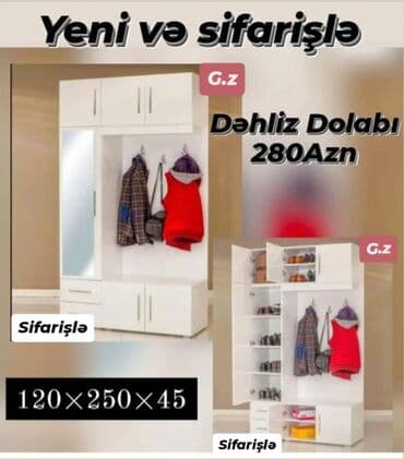 шкаф для документов с замком: Düz dolab, Dəhliz üçün, Paltar üçün, Açılan, Korpuslu, 2 qapılı — 1