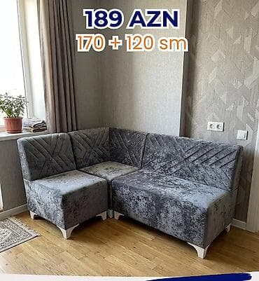 balka: L‑şəkilli yumşaq künc oturacaq dəsti - Ölçü: 170 + 120 sm (iki — 1