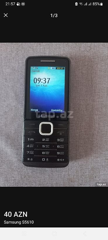 Samsung S5610, < 2 GB Memory Capacity, rəng - Qara, Düyməli