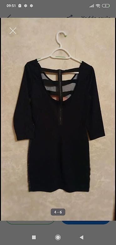 Qadın paltarı – London üslubu - Rəng: qara, ön hissədə qırmızı — 4