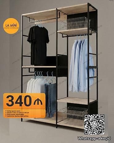 Stellaj (geyim üçün) - Ölçülər: D 40 × H 220 × U 140 sm - Rəng