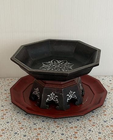 servisler: 🇦🇿 Antik meyvə qabı-vaza (Koreya), papye-maşe və sədəf inkrustasiyası — 1