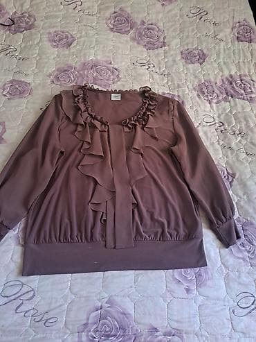 pull and bear: Qadın bluzası – bənövşəyi/şaftalı-qəhvəyi tonlarda - Brend: Falbana — 1