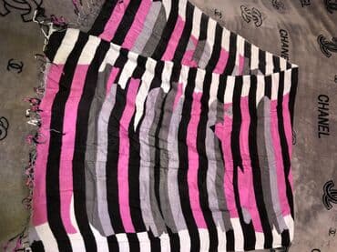 hicab geyimlər: Rəngli zolaqlı şərf/şal - Dizayn: Qara, ağ, boz və çəhrayı — 2