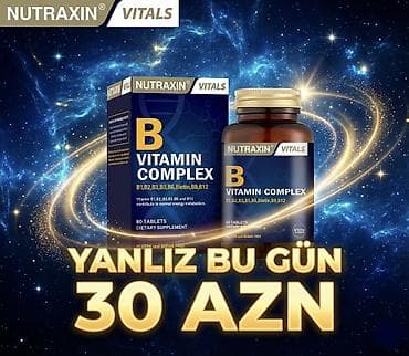 saat qutu: Məhsul: Nutraxin Vitals B Vitamin Complex - Əldədir. Tərkib: B1, B2 — 1
