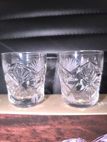 stəkan altlığı: Stəkanlar, rəng - Ağ, Xrustal, 2 ədədli dəst, Çexiya — 1