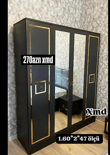 tek dolab: Qapılı paltar dolabı - Ölçü: 1.60 × 2 × 47 (m/sm qeyd edilib) - Rəng — 1