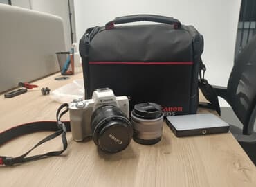 Canon EOS M50 (ağ) fotoqrafiya və video çəkilişi üçün tam set