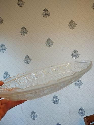 Şüşə meyvə/şirniyyat qabı – oval forma - Material: şəffaf qalın