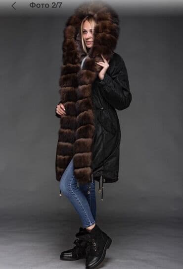 женские шапки из чернобурки: Парка с мехом песца, Одевали пару раз, как новая, размер S-M — 3
