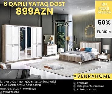 6 qapılı yataq dəsti – mövsüm boyu 50% endirimlə 899 AZN Tərkibi: - 6 — 2
