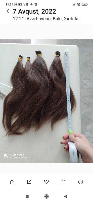 tebii deri: Sac satılır .40 aZn.uzunluq 37sm.qalin uşaq sacdir.tebii rəngidir — 1