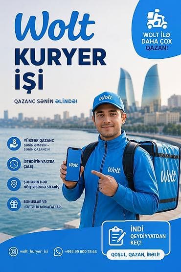 Əməkdaş axtarışı (vakansiyalar): Sürücü-kuryer tələb olunur, Şəxsi nəqliyyat vasitəsi ilə, Həftəlik ödəniş, Təcrübəsiz — 1