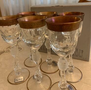 qab dəstləri: Qədəhlər, Xrustal, 6 ədədli dəst, Çexiya — 3