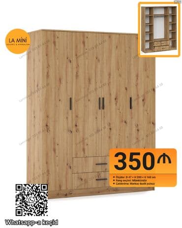 Açılan, 4 qapılı Düz dolab, Qarderob, paltar dolabı