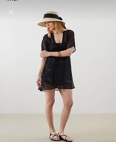 Женская одежда: Qadınlar üçün qara palermo - Model: qısa, yüngül və boş kəsim kaftan — 2