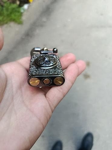 Vintage tərzində qazlı alışqan - Material: Metal korpus, qara xrom — 3