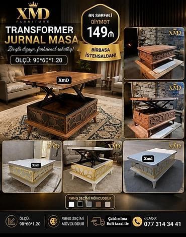 2ci el taxtlar: Transformer Jurnal Masa – XMD Furniture Ölçü: 90×60×1.20 Qiymət — 8