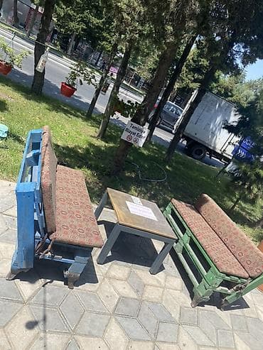 bag stullari: Açıq hava üçün taxta paletdən hazırlanmış oturma dəsti - Tərkibi: 2 — 2
