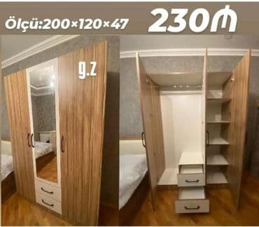 asilqan 58 azn: Yeni, Açılan, 3 qapılı Düz dolab, Qarderob, paltar dolabı — 1