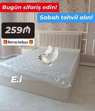 Yataq dəsti – yumşaq başlıqla, müasir minimal dizayn. Ağ/krem rəng lalafo.az -da Yataq dəsti – yumşaq başlıqla, müasir minimal dizayn. Ağ/krem rəng