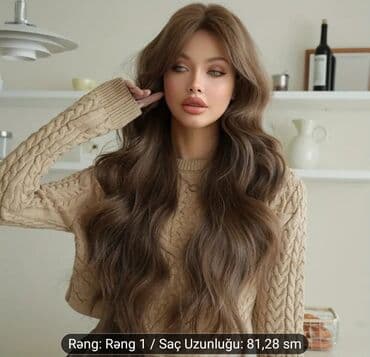 kəpənək darağ: Uzun dalğalı parik – təbii görünüşlü, orta qəhvəyi ton - Model: Uzun — 2