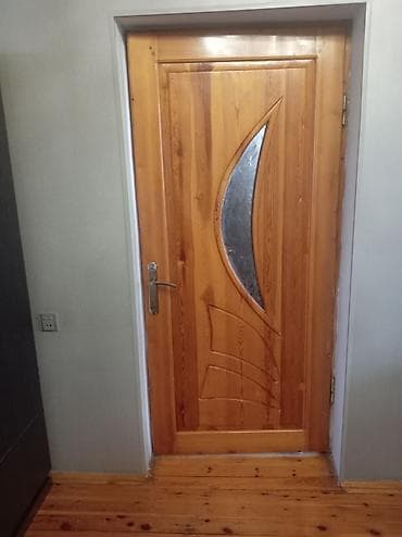 gencede qapi: Taxta interyer qapısı – şüşə dekorlu model - Material: təbii ağac — 3