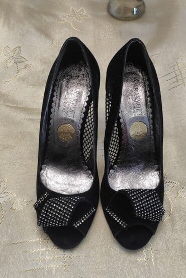 женские шлепанцы на каблуке: Туфли, Размер: 36, цвет - Черный, Б/у — 3