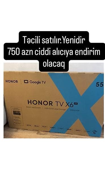 HONOR TV X6 (L55X6UA) – 55” 4K Google TV * Brend: HONOR * Model: TV