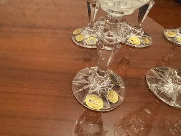 nerj qablar: Qədəhlər, rəng - Ağ, Xrustal, 6 ədədli dəst, Çexiya — 6