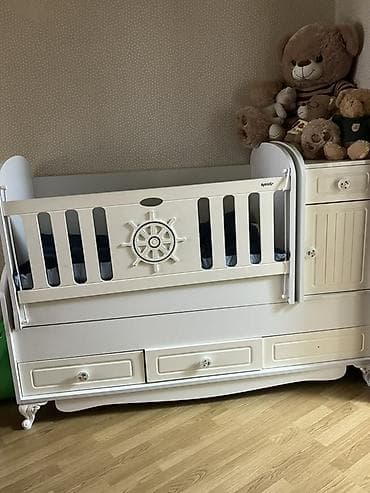 yumru transformer çarpayı: Oğlan və qız üçün, Dördbucaq, Beşik, Matras ilə — 2